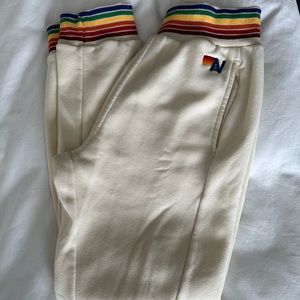 Aviator Nation Vintage White Joggers Sweatpants Small